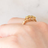 Anello vintage in oro giallo 9K con sfeni (0.44ctw ca.) e zirconi bianchi