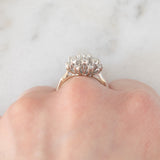 Anello a fuoco d’artificio vintage in oro bianco 18K con diamanti di taglio brillante (0.70ctw ca.), anni ‘70