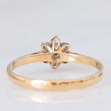 Anello a fiore vintage in oro giallo 9K con zaffiri (0.24ctw ca.) e diamante, anno 1984