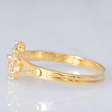 Anello a fiore vintage in oro giallo 14K con diamanti di taglio brillante (0.09ctw ca.), anni ‘60/‘70