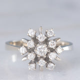 Anello a fiocco di neve in oro bianco 14K con diamanti di taglio brillante (0.50ctw ca.), anni ‘70