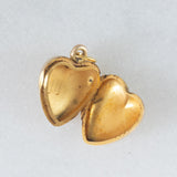 Ciondolo portafoto vintage a forma di cuore in oro giallo 9K, anni ‘50