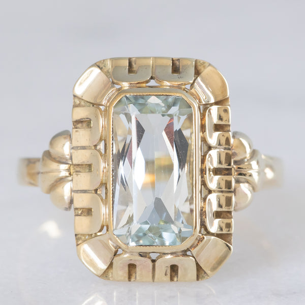 Anello da cocktail vintage in oro giallo 8K con acquamarina (2.50ct ca.), anni ‘60/‘70