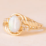 Vintage-Ring aus 14-karätigem Gelb- und Weißgold mit Opal (ca. 0.70 ct) und Diamanten (ca. 0.04 ctw), 60er/70er Jahre