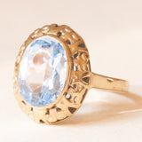 Vintage-Cocktailring aus 8-karätigem Gelbgold mit synthetischem blauen Spinell (ca. 3.50 ct), 60er/70er Jahre