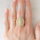 Anello ballerina vintage in oro giallo 14K con diamanti di taglio brillante e tapered (2.20ctw ca.), anni ‘80/‘90