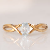 Anello vintage in oro giallo 9K con topazio azzurro (0.40ct ca.), anni ‘70/‘80