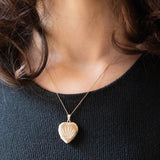 Herzförmiger Vintage-Fotoanhänger mit 9-karätiger Gelbgoldfolie auf Metall, 70er Jahre