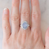 Anello ballerina vintage in platino con zaffiro stellato (6.40ct) e diamanti (0.94ctw), anni ‘80