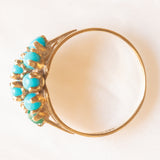 Anello vintage in oro giallo 8K con turchesi, anni ‘50