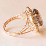 Vintage-Cocktailring aus 14-karätigem Gelbgold mit Rauchquarz (ca. 5.80 Karat), 60er Jahre