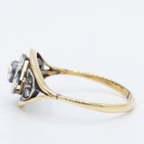 Anello antico in oro giallo 18K e argento con diamanti di taglio rosetta, primi del ‘900