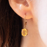 Vintage Tropfenohrringe aus 9-karätigem Gelbgold mit Citrin-Quarz (ca. 3.20 ctw), 70er Jahre