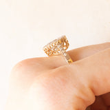 Vintage-Ring aus 14-karätigem Gelbgold mit Aquamarin im Herzschliff (ca. 2.20 ct) und Diamanten im Brillantschliff (ca. 0.22 ctw), 80er/90er Jahre