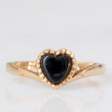 Anello vintage in oro giallo 9K con onice di taglio a cuore, anno 1989