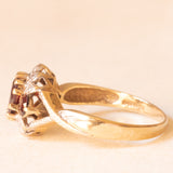 Vintage-Ring aus 9-karätigem Gelb- und Weißgold mit Granaten (ca. 0.70 ctw) und Diamanten, 60er Jahre