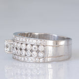 Bague vintage en or blanc 14 carats avec diamants taille brillant (environ 1.38 ct), années 80