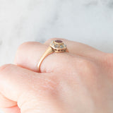 Bague ancienne en or jaune 18 carats en forme de marguerite, ornée de pâte de verre rose et de diamants taille rose, début des années 900