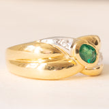 Vintage-Ring aus 18-karätigem Gelb- und Weißgold mit Smaragd (ca. 0.35 ct) und Diamanten (ca. 0.04 ctw), 70er Jahre