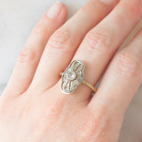 Anello antico in oro giallo 18K e argento con diamanti di taglio rosetta, primi del ‘900