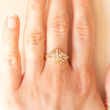 Vintage-Ballerina-Ring aus 18-karätigem Gelbgold mit Diamanten im Brillant- und Spitzschliff (ca. 0.70 ctw), 80er Jahre