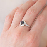 Anello ballerina vintage in platino con zaffiro (1.05ct) e diamanti (0.35ctw), anni ‘90