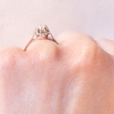 Retro-Solitär aus 18 Karat Weißgold mit Diamant im Brillantschliff (ca. 0.35 ct), 40er Jahre