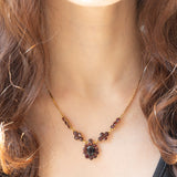 Collier vintage in oro giallo 8K con granati (8ctw ca.), anni ‘50/‘60