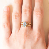 Vintage-Ring aus 9-karätigem Gelbgold mit behandeltem Blautopas (ca. 1.40 ct), Jahr 1999
