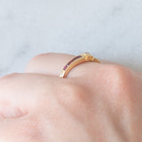 Tre anelli vintage in oro giallo 14K con rubini/smeraldi/zaffiri e diamanti, anni ‘70