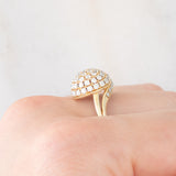 Anello tourbillion vintage in oro giallo 14K e diamanti (1.10ctw ca.), anni '70