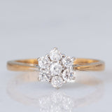 Vintage-Blumenring aus 9-karätigem Gelb- und Weißgold mit Diamanten im Brillantschliff (ca. 0.33 ctw)