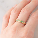 Veretta vintage in oro giallo 9K con tsavoriti (0.15ctw ca.), anni ‘80