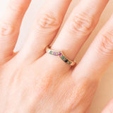 Vintage-Ring „Dearest“ aus 9 Karat Gelbgold mit Diamant, Smaragd, Amethyst, Rubin, Smaragd, Saphir und Turmalin, Jahr 1992
