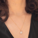 Vintage-Halskette mit Kette aus 9-karätigem Gelbgold und Anhänger aus 9-karätigem Gelb- und Weißgold mit Diamanten (ca. 0.35 ctw), 80er/90er Jahre