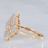 Anello vintage in oro giallo e bianco 14K con diamanti di taglio brillante e baguette (0.75ctw ca.), anni ‘70/‘80