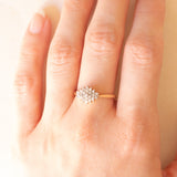 Anello vintage in oro giallo e bianco 9K con diamanti (0.25ctw ca.), anni ‘80