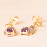 Vintage-Ohrringe aus 9-karätigem Gelb- und Weißgold mit Amethysten (ca. 0.70 ctw) und Diamanten, 70er Jahre