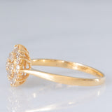Anello a fiore vintage in oro giallo 14K con diamanti di taglio brillante (0.40ctw ca.), anni ‘70