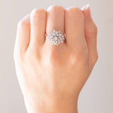 Vintage-Schneeflockenring aus 14-karätigem Weißgold mit Diamanten (insgesamt 1 Karat), 70er Jahre