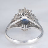 Ballerina in blu - Anello ballerina vintage in platino con zaffiro e diamanti