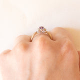 Vintage-Gänseblümchenring aus 9-karätigem Gelb- und Weißgold mit Amethyst (ca. 0.30 ct) und Diamanten (ca. 0.14 ct), 70er Jahre