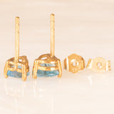 Vintage-Ohrringe mit hellem Herz aus 9-karätigem Gelbgold mit blauem Topas (ca. 1 ctw)
