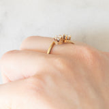 Anello Toi et Moi vintage in oro giallo 14K con diamanti di taglio vecchia Europa (0.40ctw ca.), anni ‘60/‘70