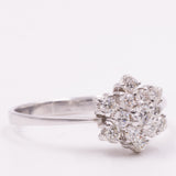 Anel vintage de floco de neve em ouro branco 14K com diamantes em lapidação brilhante (aprox. 0.40 ctw), década de 70