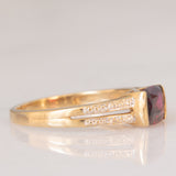 Anello vintage in oro giallo 8K con rodolite e diamanti, anni ‘80