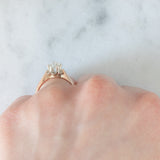 Solitario retrò in oro rosa 14K con diamante di taglio vecchia miniera (0.50ct ca.), anni ‘40