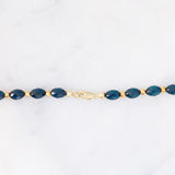 Collana vintage in oro giallo 9K con pirite e pietre blu
