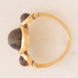 Trilogy vintage in oro giallo 14K con granati di taglio cabochon (5.50ctw ca.), anni ‘40/‘50