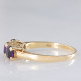 Trilogía vintage de oro amarillo de 14 quilates con amatistas (aprox. 0.90 cts), década de 90